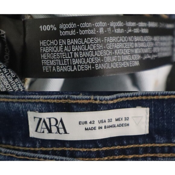Zara Women Size 32 Distressed High Rise Cotton Straight Fit Denim NEW Jeans Boho - Picture 3 of 11